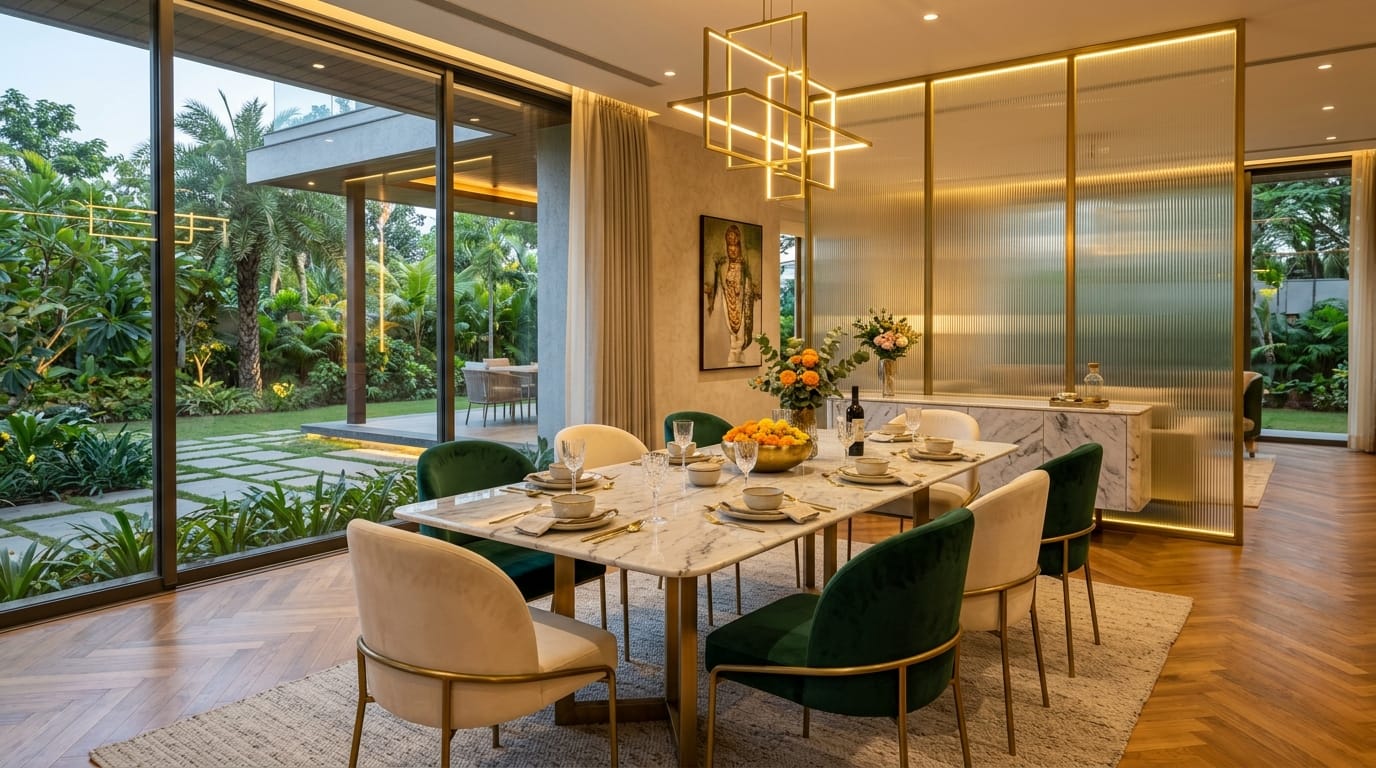 Italian Marble Dining Room by V2DO Interiors