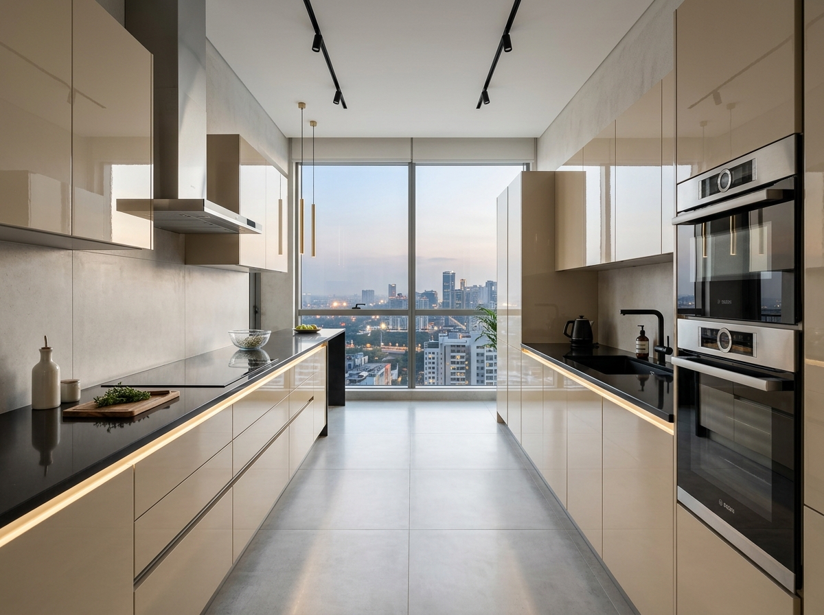 German Acrylic Parallel Modular Kitchen Nagercoil