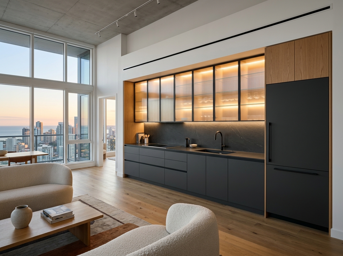 Contemporary Penthouse Straight-Line Modular Kitchen Nagercoil